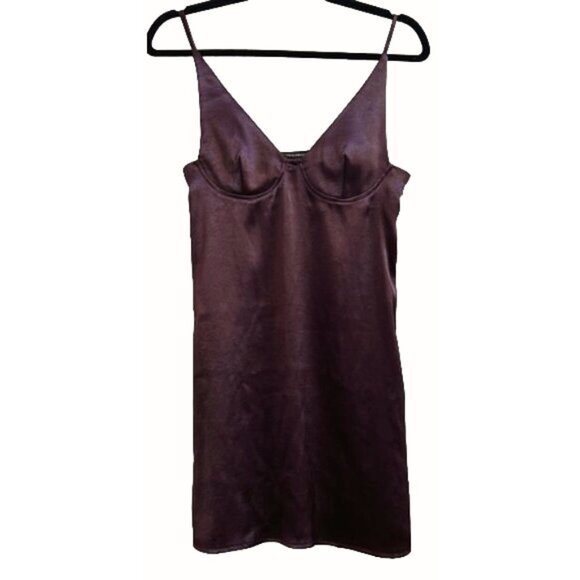 NWT Olivaceous Burgundy Purple Wine Satin Slip Dress Spaghetti Strap Small - Picture 9 of 14